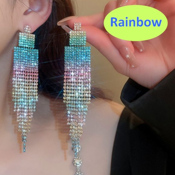 🍏50% OFF/3+...Colorful Rhinestone Tassel Earrings - Picture 5 of 6